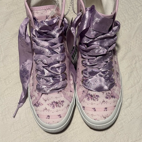 Superga x LoveShackFancy NWT - 2795 Floral Satin Ribbon Hightop - Ripe Grapevine - Picture 11 of 11